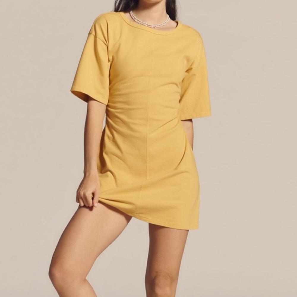 Anthropologie Daily Practice Dress Gold Sz MEDIUM Short-Sleeve T-Shirt NEW